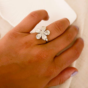 Bague petite fleur argenté